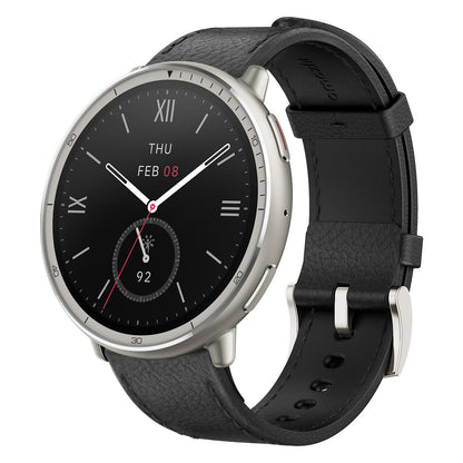 Amazfit Active 2 Premium Smart Watch Fitness Tracker (Round) for Android & iPhone, 10 Day Battery, Water Resistant, GPS Maps, Heart & Sleep Monitor, HYROX Mode, Sapphire Glass, Leather + Sport Strap