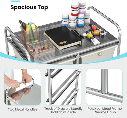 Giantex 10 Drawers Rolling Cart, Classroom Organizers, Storage Cart with Wheels, for Teacher Office Home School Supplies Tool Craft Art Paper, Gray Gradient