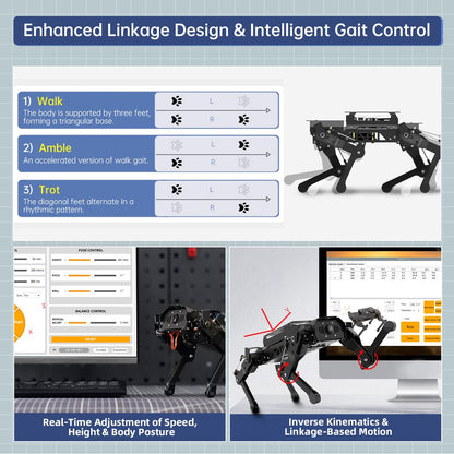 ROS2 Robot Dog for RaspberryPi ChatGPT Large AI Models Embodied Intelligence Programmable Robotic Dog Lidar SLAM Mapping AI Vision Voice Scene Understanding Quadruped Bionic Robot Kit, with RPi 5 8GB
