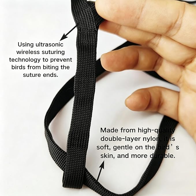 Adjustable Bird Harness and Leash for Parrots Outdoor Flight Training Anti-Bite Light Weight Easy-to-Wear Bird Vest with 59 Inch Elastic Leash for Quaker Conure African Grey Macaw Cockatoo (XS)