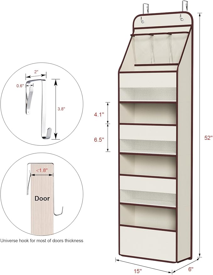 Univivi 5-Shelf Fabric Door Storage Over Door Hanging Organizer