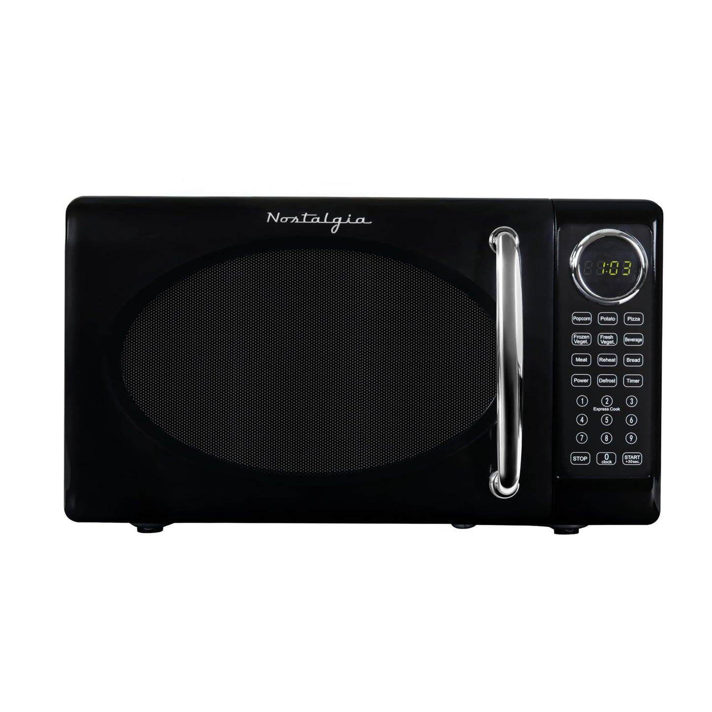 Nostalgia Retro Microwave Oven - 0.7 Cu Ft, 700-Watt Countertop Size with Glass Turntable, Child Safety Lock, 8 Auto-Cook Programs, Digital Clock - Aqua
