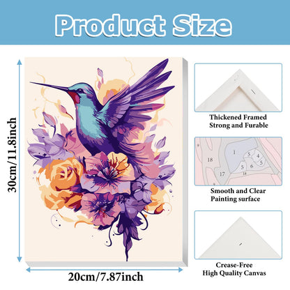 2 Pack Hummingbird Paint by Numbers with Frame, Hummingbird Paint by Numbers for Adults with Easel, DIY Crafts Painting by Number for Gift Home Wall Decor 8x12inch