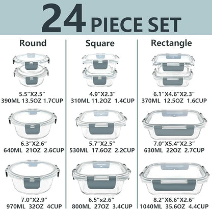 12 Pack Glass Food Storage Container Set