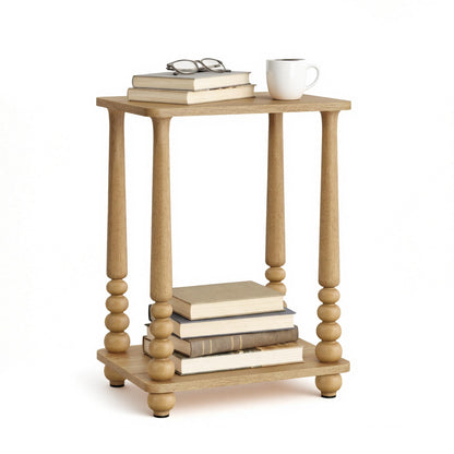 VASAGLE Mariel Collection - Side Table, Accent Nightstand for Small Spaces, Rectangular End Table with Shelf, Solid Wood Legs, Mid-Century Modern, Living Room Bedroom, Natural Brown ULET294HC01S