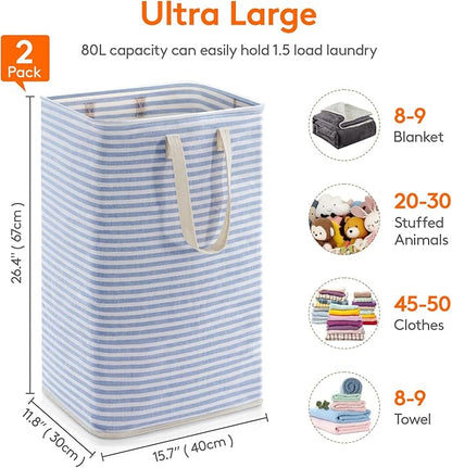 Lifewit 2 Pack Laundry Hamper Large Collapsible Laundry Baskets, Freestanding