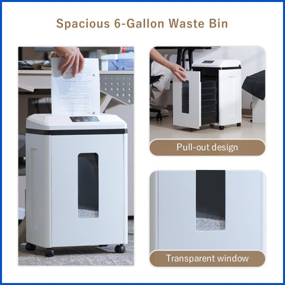 Effeluviate Professional Commercial Paper Shredder: P-7 Security Super Micro-Cut 1x1.7mm 7 Sheets/CDs/Cards/Staples 6-Gal Bin Heavy Duty for Home/Office/Industrial/Business Use-Confidential Documents