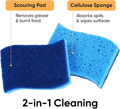 Kitchen Sponges for Washing Dishes, Non-Scratch Cellulose Dish Scrub Sponges, Cleaning Sponges for Household Use, Safe Cleaning Products, Kitchen Sponges Pack of 24, by Superio