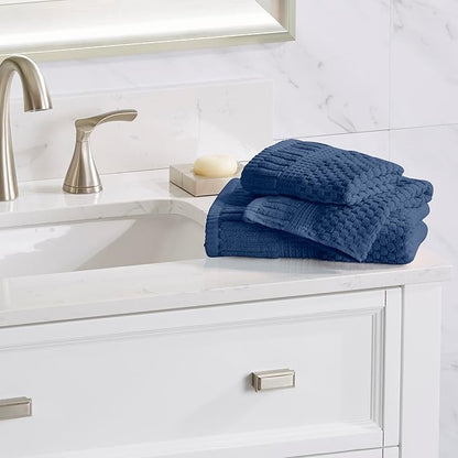 NY Loft 100% Cotton Towel Set 6 Piece Towel Set | Navy Bath Towels | Absorbent