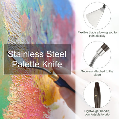 YOKIVE 9 Pcs Stainless Steel Palette Knife, Professional Art Spatula Set Oil Painting Accessories Color Mixing Scraper with Wood Handle, Great for Canvas Acrylic Painting (Brown)