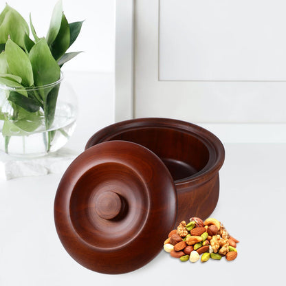 BESPORTBLE Wooden Snacks Bowl with Lid 6.29In Lightweight Fruit Plate Snack Box for Kitchen Counter Home Storage Easy to Clean