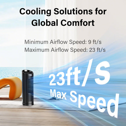 JRD 13'' Tower Fan for Bedroom, Quiet Cooling Desk Fan with Remote, 80° Oscillating, 3 Speed, 4 Mode, 12h Timer, Digital Touch Screen, Portable, Safe Bladeless Table Fan for Home Desktop Office