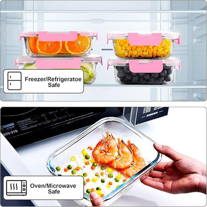 VERONES 10Pack Glass Meal Prep Containers, Airtight Glass Lunch Containers