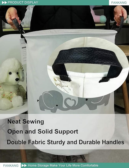 FANKANG Storage Basket, Nursery Hamper Canvas Laundry Basket Foldable