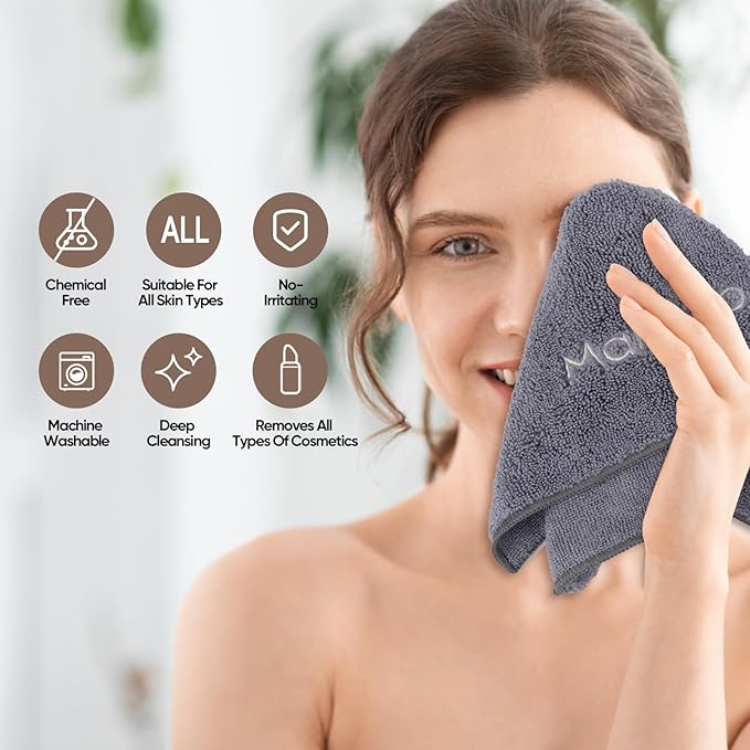 HOMEXCEL Makeup Remover Wash Cloth 6 Pack, Soft Quick Dry Facial Cleansing