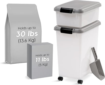 IRIS USA 30 lbs & 11 lbs Combo Airtight Dog Food Storage Container, Stackable