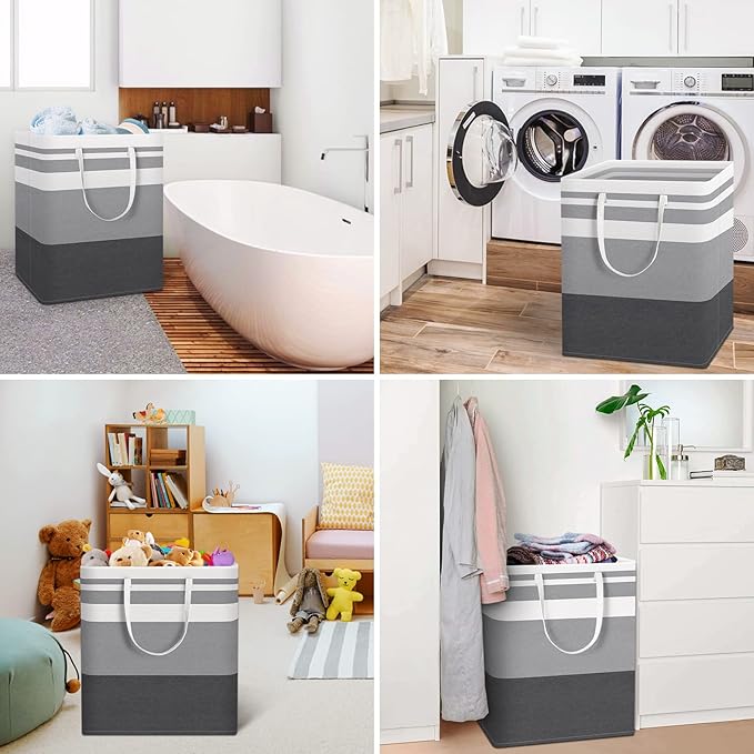 HomeHacks 4-Pack Large Laundry Basket, Waterproof, Freestanding Laundry Hamper