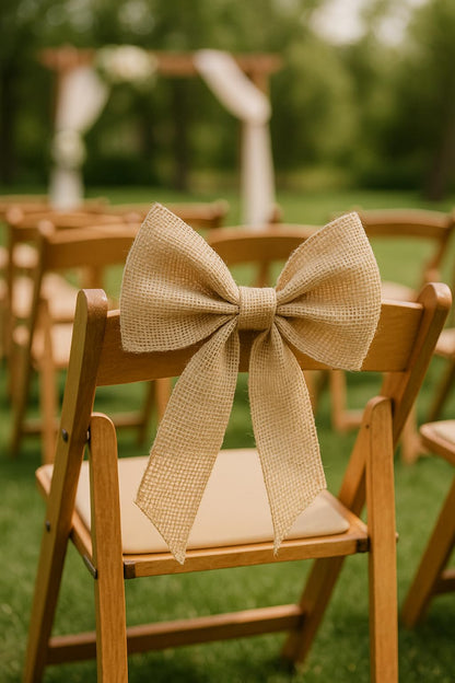LWR CRAFTS Natural Burlap Ribbon 6 Inch x 32 Feet - Jute Fabric Webbing for Rustic Wedding Decorations, Table Runners, Chair Sashes, DIY Crafts & Christmas Wreath