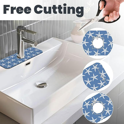Blue Starfish Abstract Coastal Beach Nautical Ocean Kitchen Sink Splash Guard