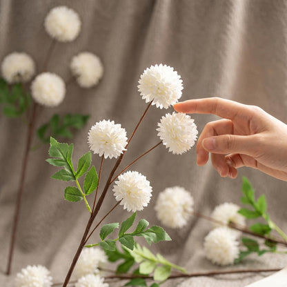 Voqoza 10 Pcs Fake Kiku White Flowers for Vase, Artificial Small Chrysanthemums Balls with Stem Faux Mini Silk Pompon Mums Floral Arrangements DIY Bouquets Wedding Party Table Centerpieces Home Decor.