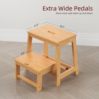 BEKVEM Bamboo Folding Step Stool with Sturdy Structure and Wide Stepping Surface for Safety, Multi-Purpose Foldable Step Ladder for Bathroom,Bedroom,Kitchen Step Stools for Kids & Adults, 400 lbs