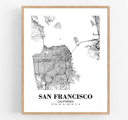Eleville 8X10 Unframed San Francisco California City View Abstract Road Modern Map Art Print Poster Wall Office Home Decor Minimalist Line Art Hometown Housewarming wgn474