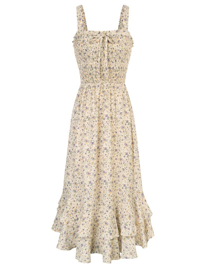 GRACE KARIN Women's 2025 Summer Floral Boho Dress Square Neck Strapped Swing A Line Sundress Beach Long Maxi Outfits