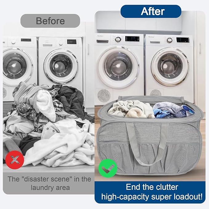 Collapsible Laundry Baskets, Tear Proof Pop Up Laundry Hamper