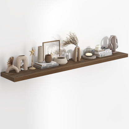 72"W x 9.3"D Floating Shelves for Wall, Wall Mounted Bathroom Shelves 1 Pack Deep Floating Shelf for Bedroom Kitchen Living Room, Rustic Wooden Wall Shelf with Invisible Bracket for Books Decor