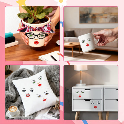 DIY Flower Pot Painting Kit with Face Stickers & Ribbons – Funny Plant Pot Craft, Creative Garden Decor for Journals Gifts Parties