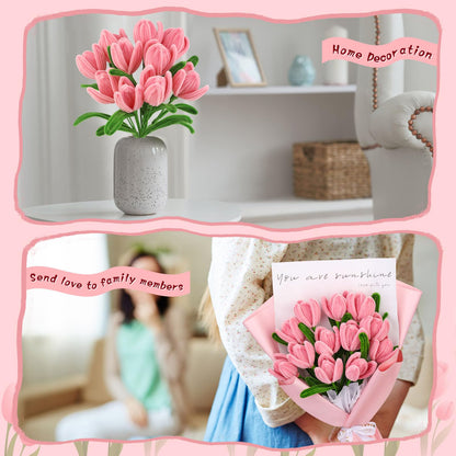 UzecPk Pipe Cleaner Flower Kit, Pipe Cleaners Bulk, Chenille Stems Pink Pipe Cleaner Craft, Pipe Cleaners Flowers with Floral Wire, Floral Tape, Instructions for Mother's Day Craft Home Decoration