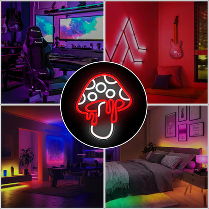 Ajoyferris Mushroom Neon Sign Dimmable Neon Light Sign Mushroom Night Light 3D Light Up Mushrooms Neon Signs for Wall Decor Game Room Bedroom Gift for Kids(Ice Blue)