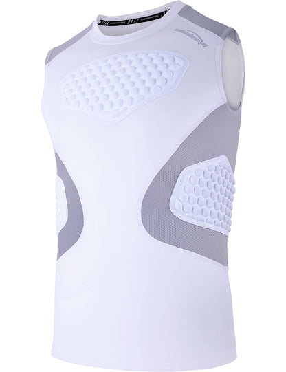 COOLOMG Youth Baseball Padded Shirt Kids Chest Protector Rib Heart Guard Sternum Protection for Football Softball Lacrosse Rugby White M