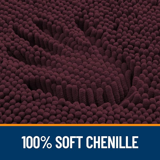 OLANLY Bathroom Rugs 30x18, Extra Soft Absorbent Chenille Bath Rugs, Rubber Backing Quick Dry, Machine Washable Bath Mats for Bathroom Floor, Tub and Shower, Home Decor Accessories, Black Cherry