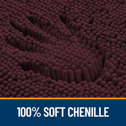 OLANLY Small Bathroom Rugs 24x16, Extra Soft Absorbent Chenille Bath Rugs, Rubber Backing Quick Dry, Machine Washable Bath Mats for Bathroom Floor, Tub and Shower, Home Decor Accessories, Black Cherry