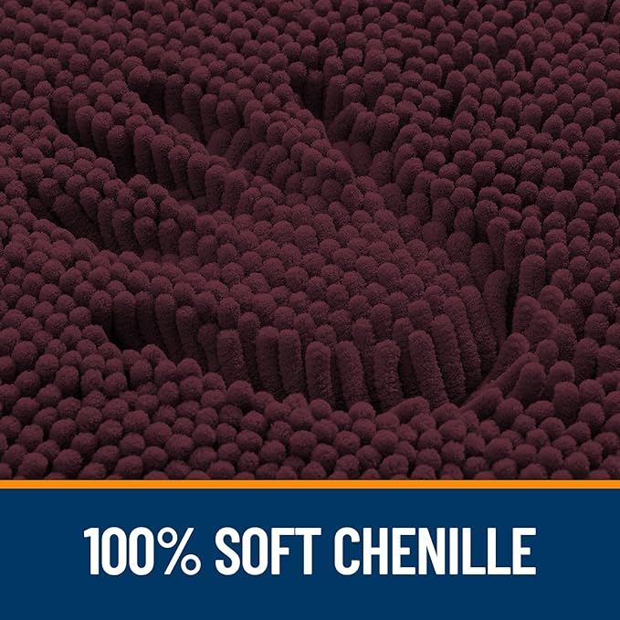 OLANLY Bathroom Runner Rugs 59x24, Soft Absorbent Chenille Bath Rugs, Rubber Backing Quick Dry, Machine Washable Long Bath Mats for Bathroom Floor, Tub and Shower, Home Decor Accessories, Black Cherry