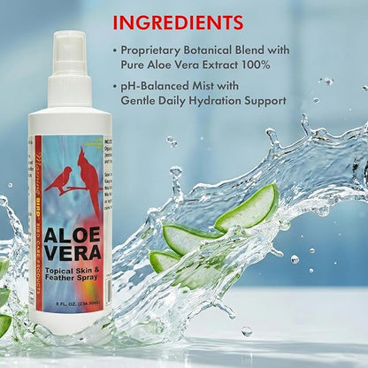 Morning Bird Aloe Vera Spray 8 Fl Oz – Natural Topical Spray for All Birds – Soothes Dry Skin & Supports Healthy Skin – Easy-to-Use Spray Bottle for Gentle Hydration & Skin Relief