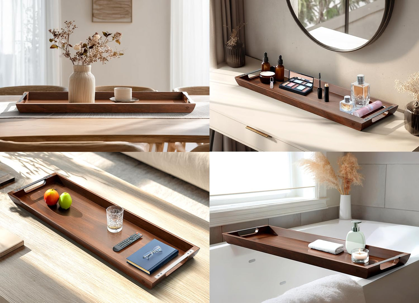Dofira Large Acacia Wood Serving Tray with Metal Handles - 36" Long Charcuterie Board for Cheese, Meat & Appetizers - Perfect for Kitchen, Entertaining, Gatherings & Home Decor