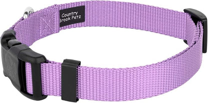 Country Brook Petz - Everyday Nylon Dog Collar and Leash - 10+ Cool Colors (1 Inch, Extra Large, Lavender)