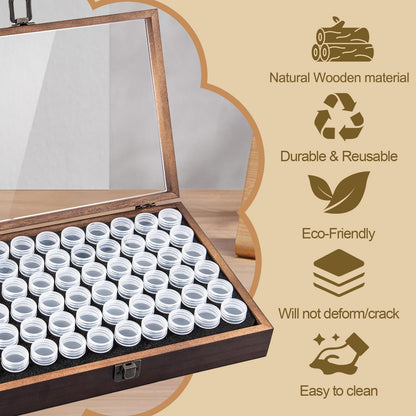 Wooden Seed Storage Organizer, 60 Slots Pine Wood Box with 96 Labels & Foam Inserts, Professional Saver Kit for Gardeners – Container for Flower/Vegetable Seeds