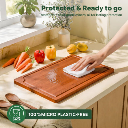 Simple Trending Bamboo Cutting Boards for Kitchen, Durable Chopping Boards with Deep Juice Grooves, Set of 3 Butcher Block for Meat, Vegetables and Fruits