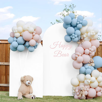 White & Beige Arch Backdrop Cover 7.2 & 6FT, Double Sided Arch Covers Stretchy Backdrop with Zipper Set of 2 Spandex Chiara Stand Cover for Wedding Birthday Party Baby Shower Banquet