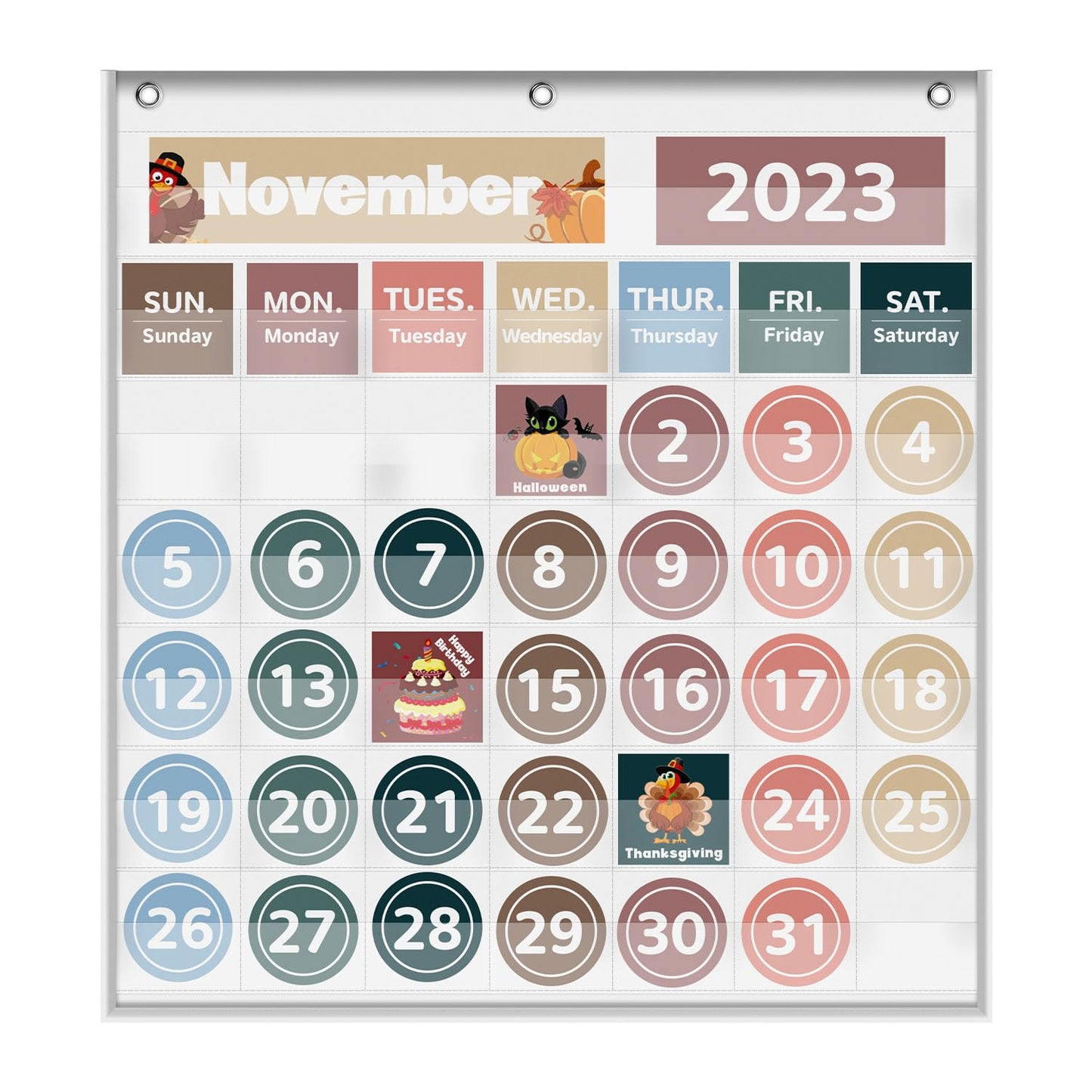 Monthly Calendar Pocket Chart for Classroom, Printed Days of The Week with Cards, Learning for Home or Kindergarten, Teacher Must Have Supplies That Fits Any School Décor (White)