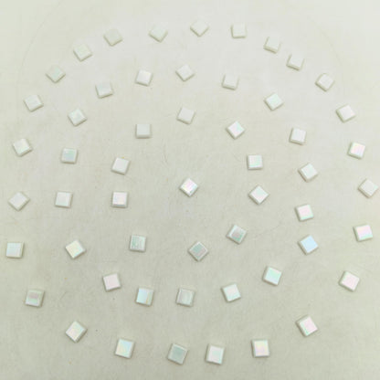 500g/1.1LB Iridescent Ice Jade Glass Mosaic Tiles, 560 Pieces, 2/5 Inch Square Stained Mosaic Tiles for DIY Crafts, Home/Outdoor Mosaic Decoration (White-IB11)
