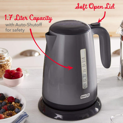 Dash Easy Electric Kettle + Water Heater with with Rapid Boil, Cool Touch Handle, Cordless Carafe + Auto Shut off for Coffee, Tea, Espresso & More, 57 oz. / 1.7L - Aqua