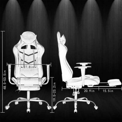 BestOffice Ergonomic Office, PC Gaming Desk Chair Executive PU Leather Computer Lumbar Support with Footrest Modern Task Rolling Swivel Chair for Women, Men(White)