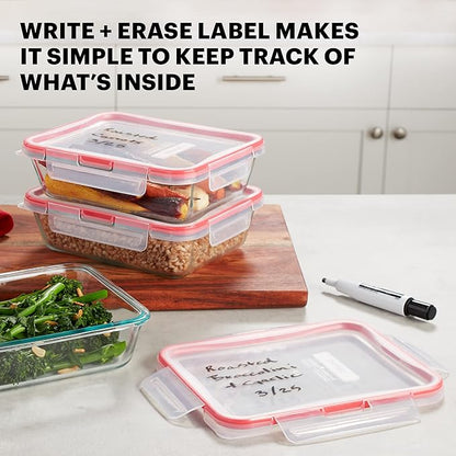 Pyrex Freshlock Glass Food Storage Containers Set, Airtight & Leakproof Plastic