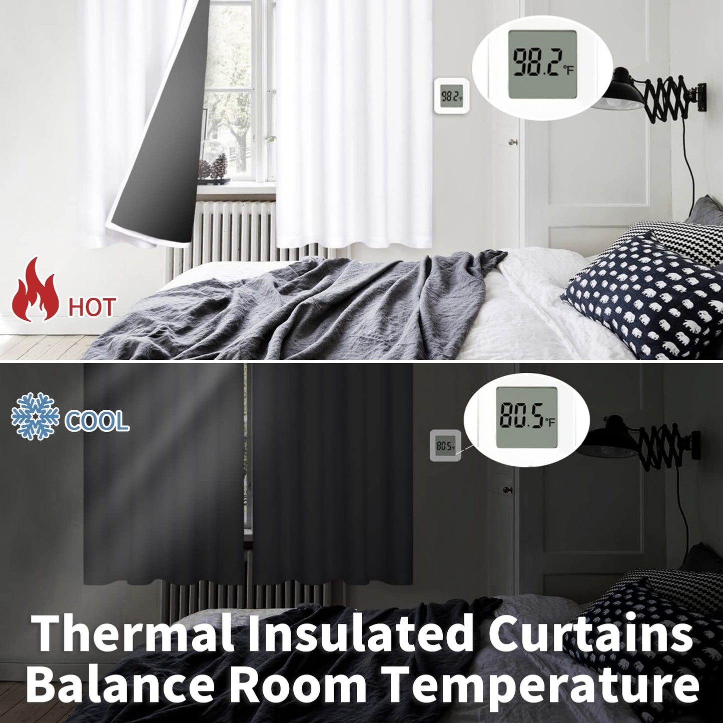 BGment White Blackout Curtains 63 Inch Long - Black Out Curtains for Bedroom Thermal Insulated Grommet Total Room Darkening Window Drapes for Summer Heat Blocking, 2 Panels, 42 x 63 Inch
