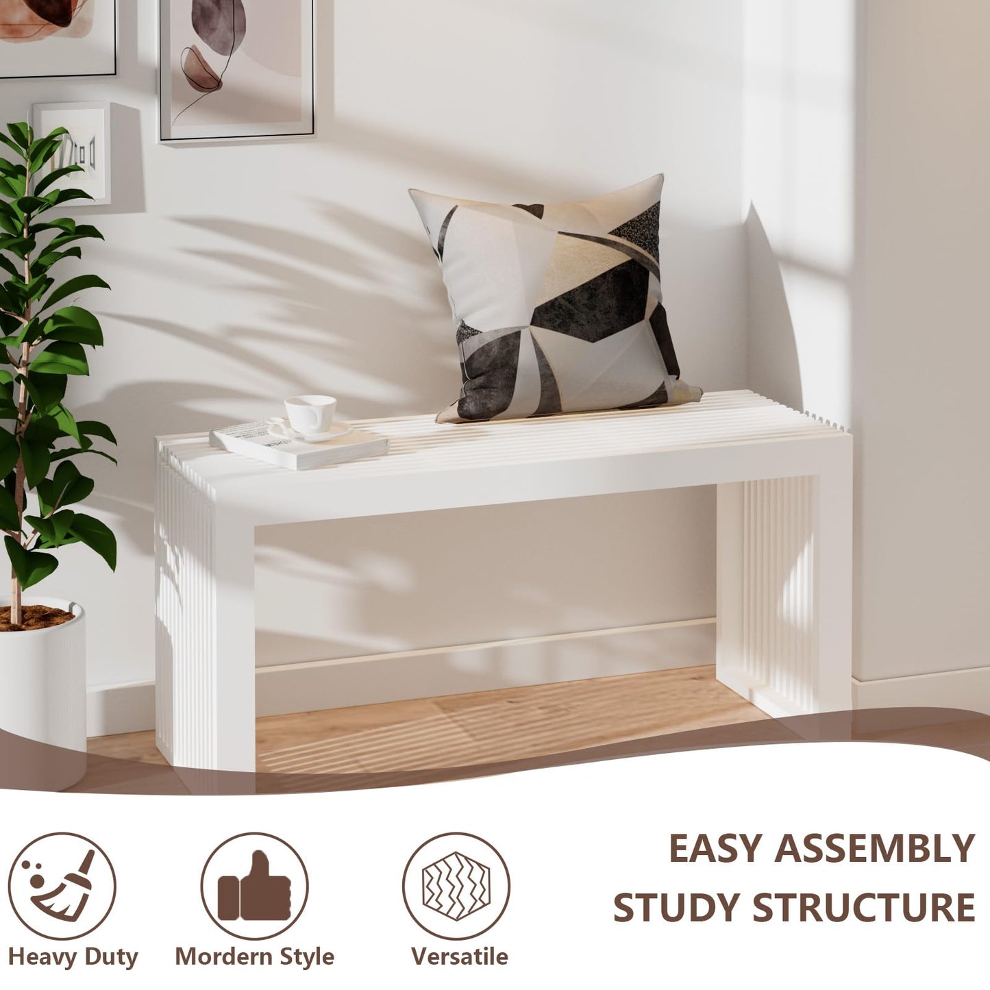 APRTAT Bamboo Dining Bench, 35 inch Farmhouse Decor Indoor Kitchen Table Bench, Entryway Shoe Rack Bench Solid Bamboo Benches for Living Room, Hallway, Bedroom, Bathroom