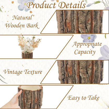 12 Pcs Wooden Vases for Centerpieces, Wood Flower Vase Rustic Tree Stump Planter Pots for Woodland Party Wedding Window Home Farmhouse Christmas Table Decor